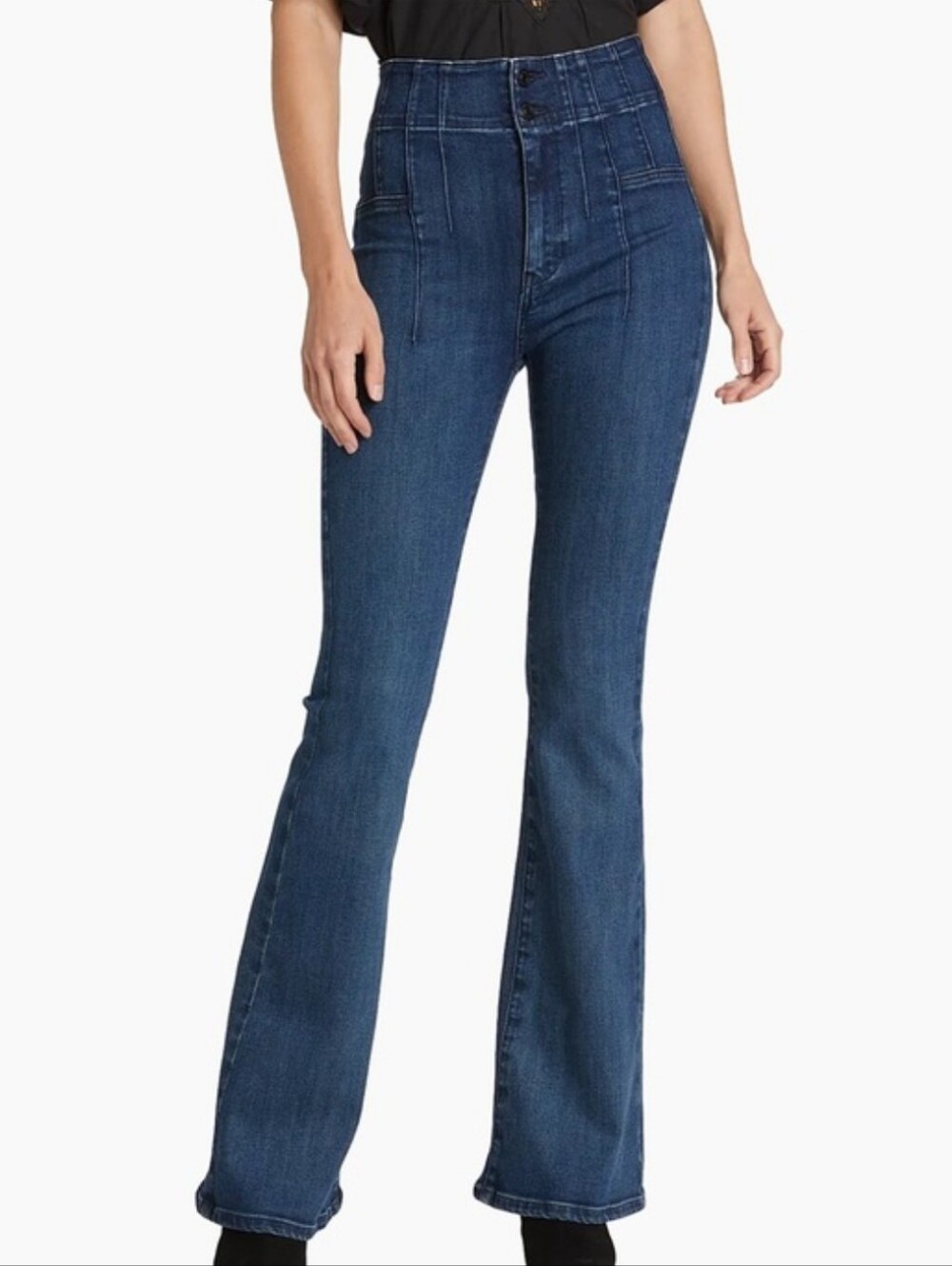 We The Free Jayde Blue High Rise Flare Jeans Size 27 Blue Night Sky Boho Disco